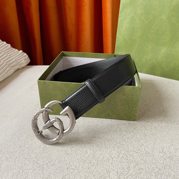 GG BELT DOUBLE G SERPENTI BUCKLE BLACK LEATHER