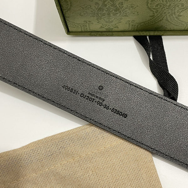 DOUBLE G SILVER BUCKLE 40MM BLACK LEATHER