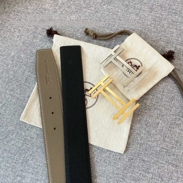 DOUBLE H 38MM BLACK GREY LEATHER