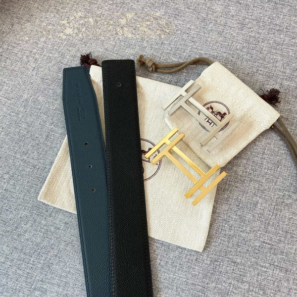 DOUBLE H 38MM BLACK BLUE LEATHER