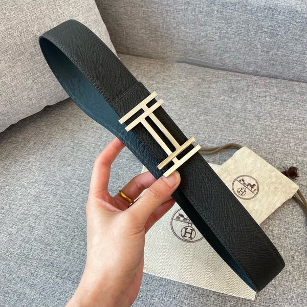 DOUBLE H 38MM BLACK BLUE LEATHER