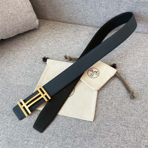 DOUBLE H 38MM BLACK BLUE LEATHER