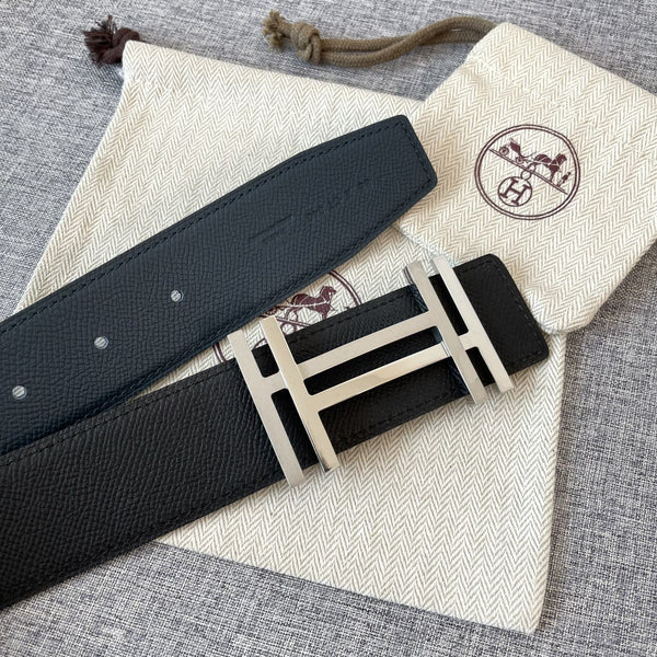 DOUBLE H 38MM BLACK BLUE LEATHER