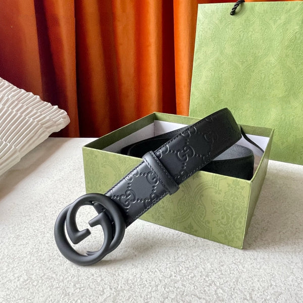 DOUBLE G BLACK BUCKLE 40MM BLACK EMPREINTE LEATHER