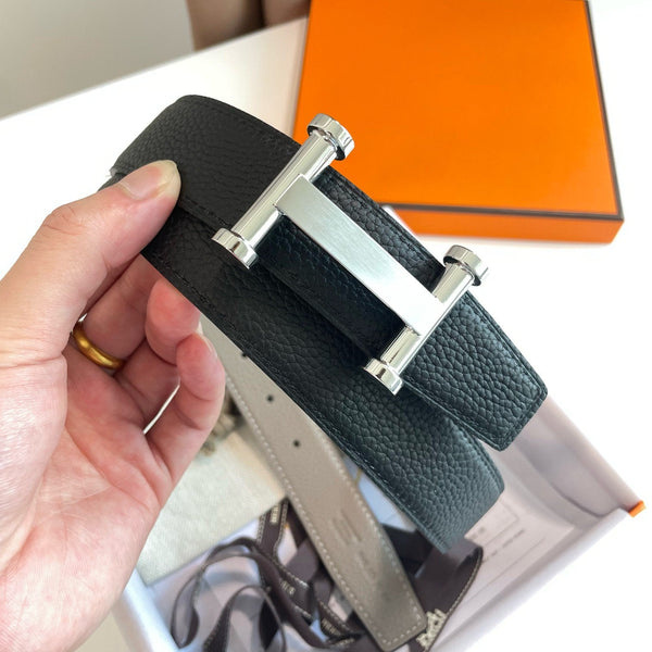 H AGORA BELT 32MM BLACK GREY LEATHER