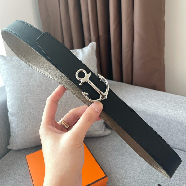CINTURA H CARGO 32MM GRIGIO TINTA IN PELLE NERA