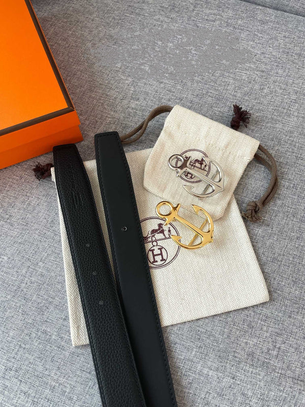 H CARGO BELT 32MM BLACK LEATHER