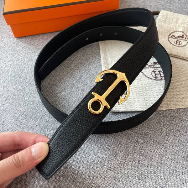 H CARGO BELT 32MM BLACK LEATHER