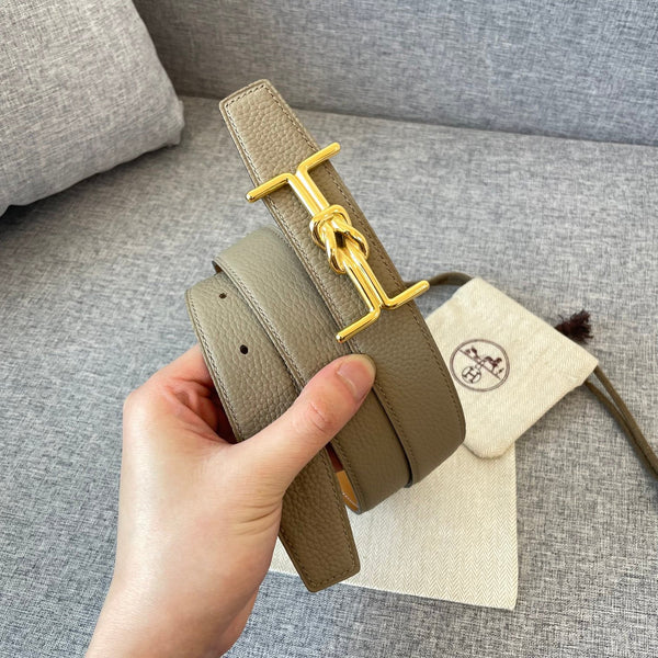 H MARIN REVERSIBLE BELT 32MM GOLD BUCKLE TIN GREY GOLD LEATHER