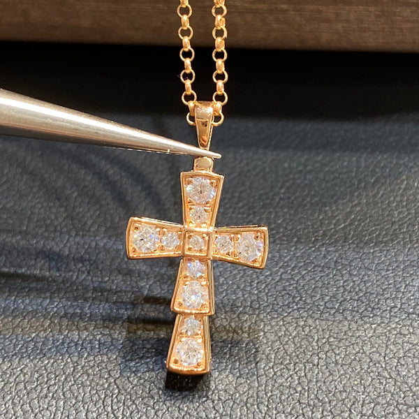 COLLANA CON PEDANTE CROCE E DIAMANTI