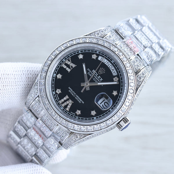 DAY-DATE 41 SILVER CUSTOM ALL DIAMOND