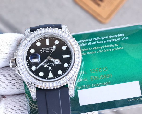 YACHT MASTER 42 CUSTOM DIAMOND BEZEL BLACK DIAL