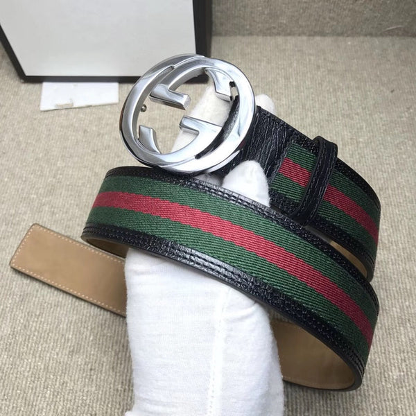 GG BELT DOUBLE G BUCKLE CANVAS FABRIC WIRE 3.8CM