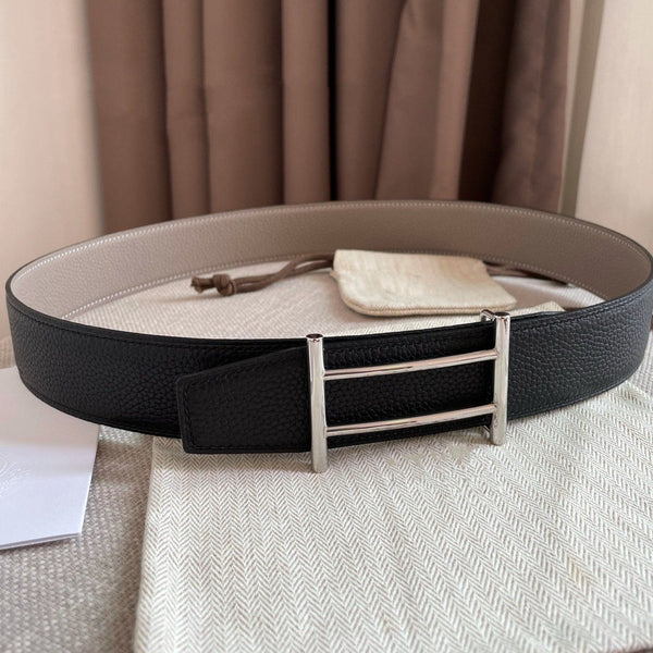 H FACE SILVER FIUME PELLE VERSATILE DUE LATI GRIGIO NERO 3,8 CM