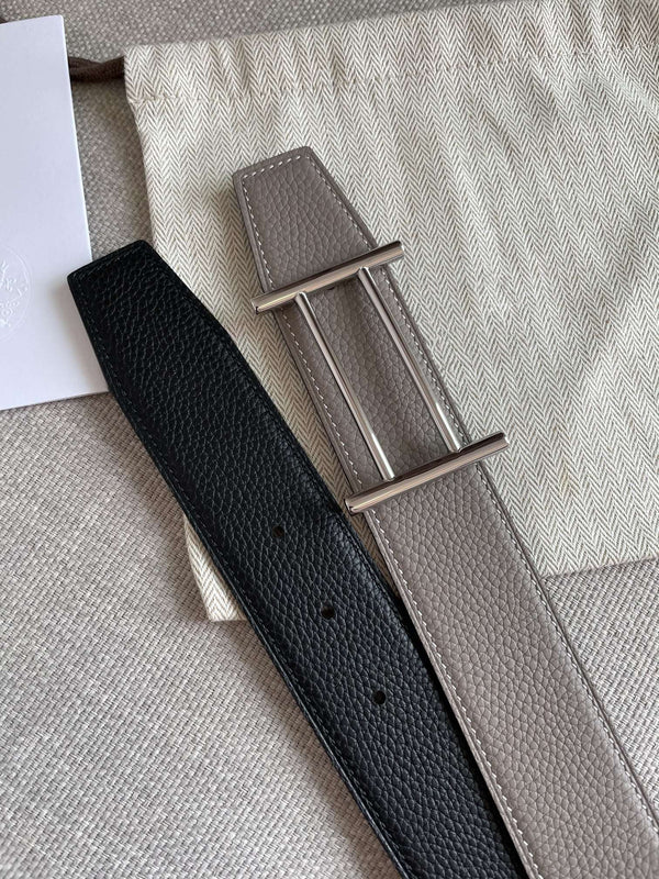 H FACE SILVER FIUME PELLE VERSATILE DUE LATI GRIGIO NERO 3,8 CM