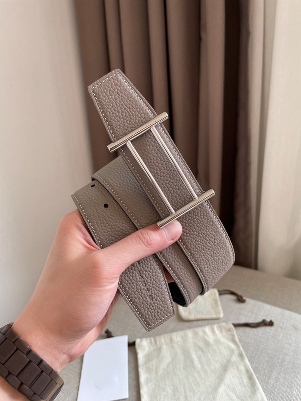 H FACE SILVER FIUME PELLE VERSATILE DUE LATI GRIGIO NERO 3,8 CM