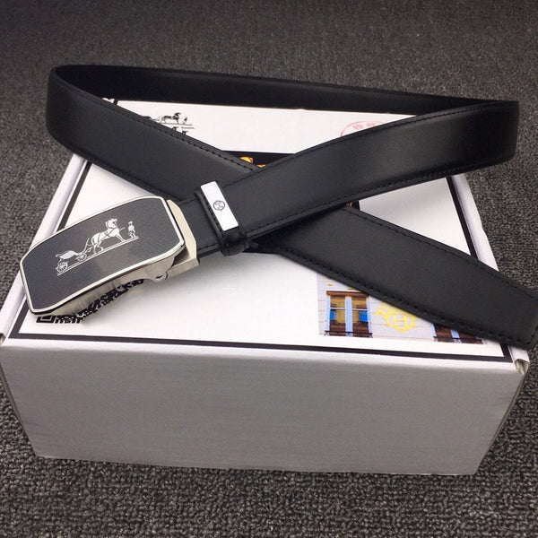 H BELT SILVER BUCKLE 3.5 MM SMOOTH LEATHER