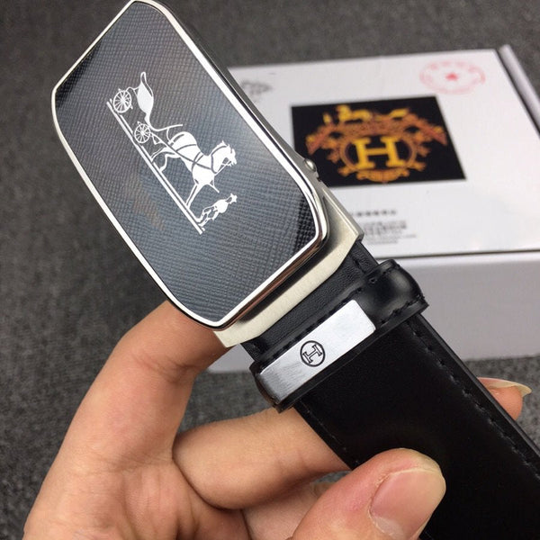 H BELT SILVER BUCKLE 3.5 MM SMOOTH LEATHER