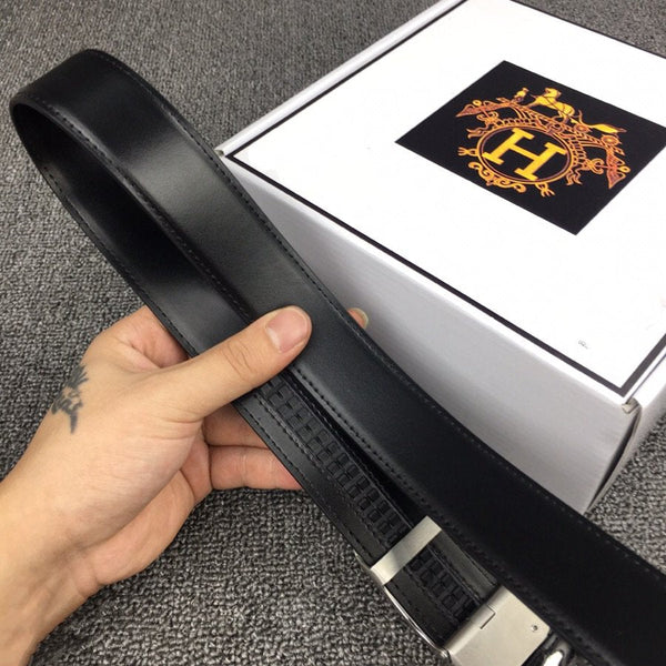 H BELT SILVER BUCKLE 3.5 MM SMOOTH LEATHER