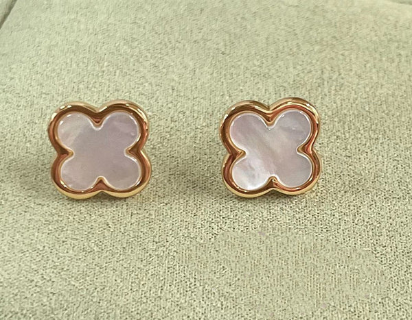 PURE CLOVER MOP PINK GOLD EARRINGS