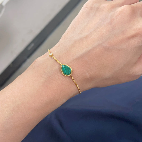 BRACCIALE A CATENA IN ORO MALACHITE BOHEME