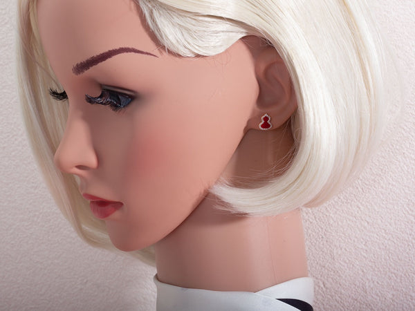 ORECCHINI A PERNO IN ORO ROSA CON DIAMANTI E CORNIOLA WULU