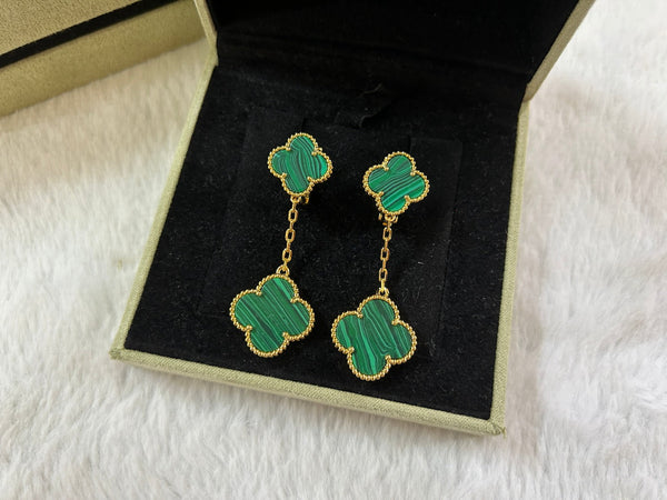 ORECCHINI IN MALACHITE CON MOTIVO CLOVER 2