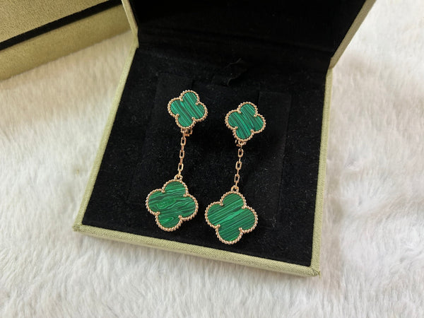 ORECCHINI IN MALACHITE CON MOTIVO CLOVER 2