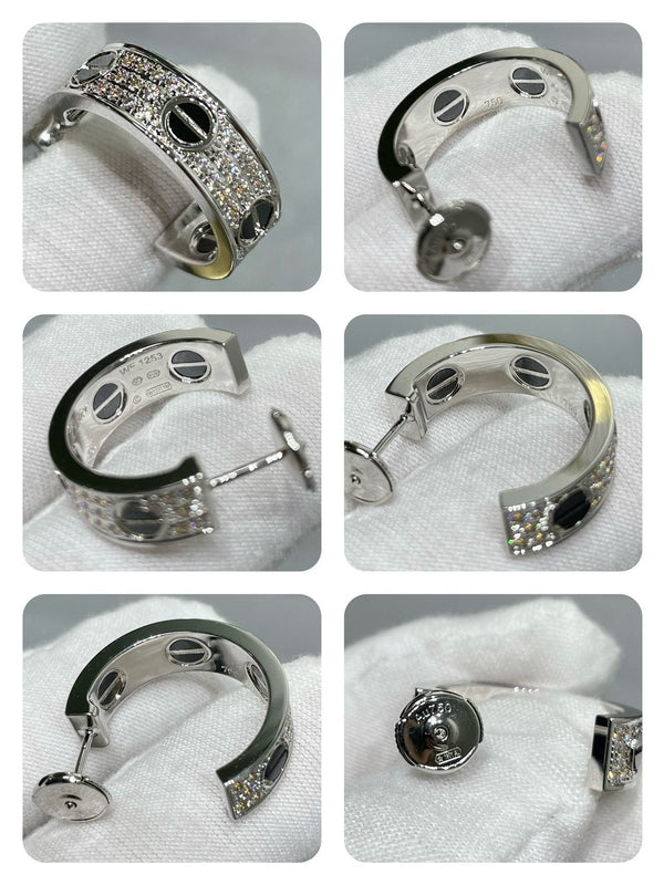 ORECCHINI IN ARGENTO CON PAVE' DI DIAMANTI IN CERAMICA LOVE