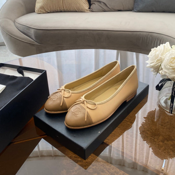 ballerine beige marrone pelle di agnello