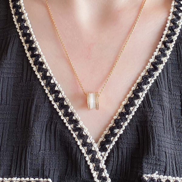 COLLANA IN CERAMICA CON DIAMANTI ZERO 1