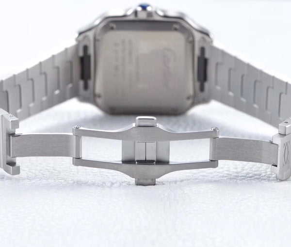 SANTOS LADY 35.1MM AUTOMATIC SILVER DIAMOND BEZEL