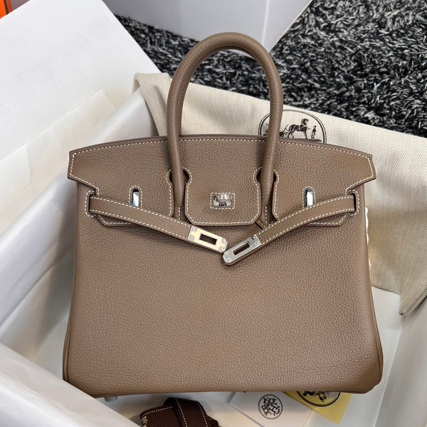 HM BIRKIN 30CM PELLE MARRONE TOGO FERRAMENTA ARGENTO