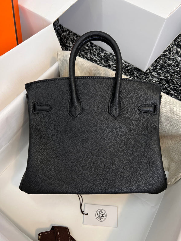 HM BIRKIN 25CM PELLE NERA TOGO FERRAMENTA ARGENTO