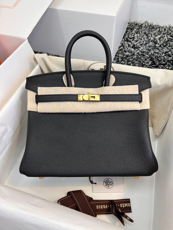 HM BIRKIN 25CM PELLE NERA TOGO FERRAMENTA ORO