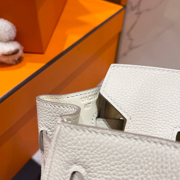 HM BIRKIN 30CM PELLE TOGO BIANCA FERRAMENTA ARGENTO