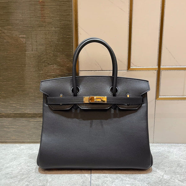 HM BIRKIN 25CM BLACK SWIFT LEATHER GOLD HARDWARE