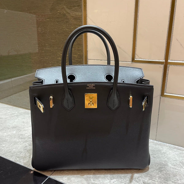 HM BIRKIN 25CM BLACK SWIFT LEATHER GOLD HARDWARE