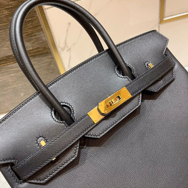 HM BIRKIN 25CM BLACK SWIFT LEATHER GOLD HARDWARE