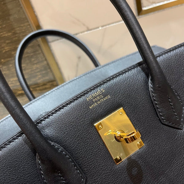 HM BIRKIN 25CM BLACK SWIFT LEATHER GOLD HARDWARE