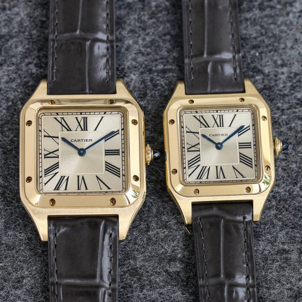 SANTOS DUMONT LADY GOLD CASE CROCODILE STRAP