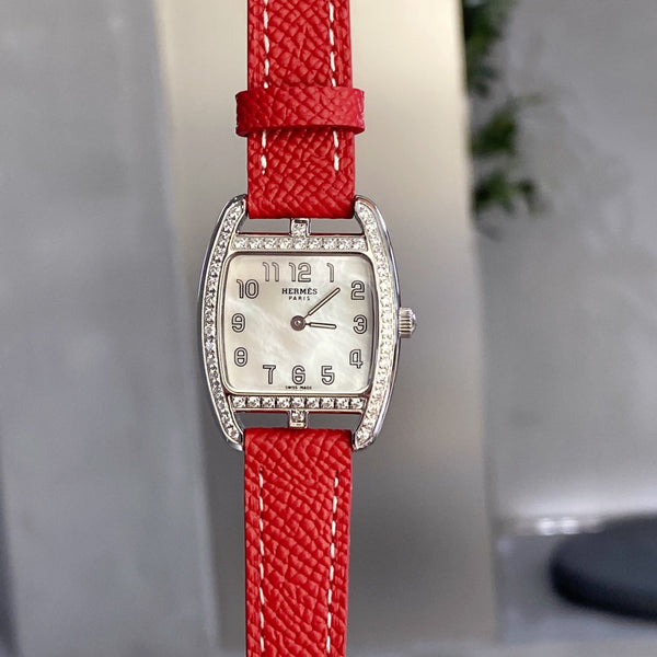 CAPE COD 26 SILVER MOP DIAL DIAMOND BEZEL LEATHER