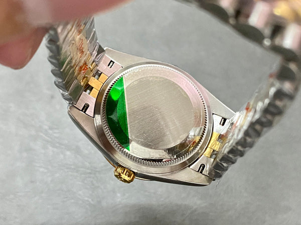 DATEJUST 31MM GOLD STEEL DIAMOND BEZEL YELLOW DIAL