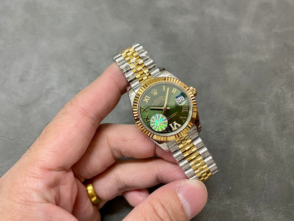 DATEJUST 36MM ORO ACCIAIO NUMERI DIAMANTI QUADRANTE VERDE