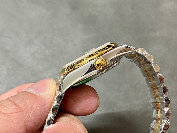 DATEJUST 36MM ORO ACCIAIO NUMERI DIAMANTI QUADRANTE VERDE