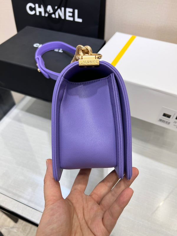 BORSA BOY MEDIA 25 VIOLA CAVIAR GOLD HARDWARE