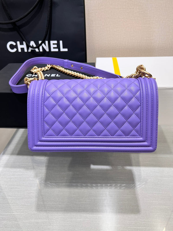 BORSA BOY MEDIA 25 VIOLA CAVIAR GOLD HARDWARE