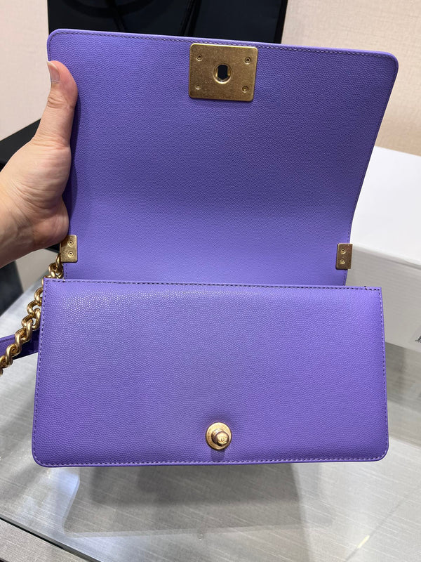 BORSA BOY MEDIA 25 VIOLA CAVIAR GOLD HARDWARE