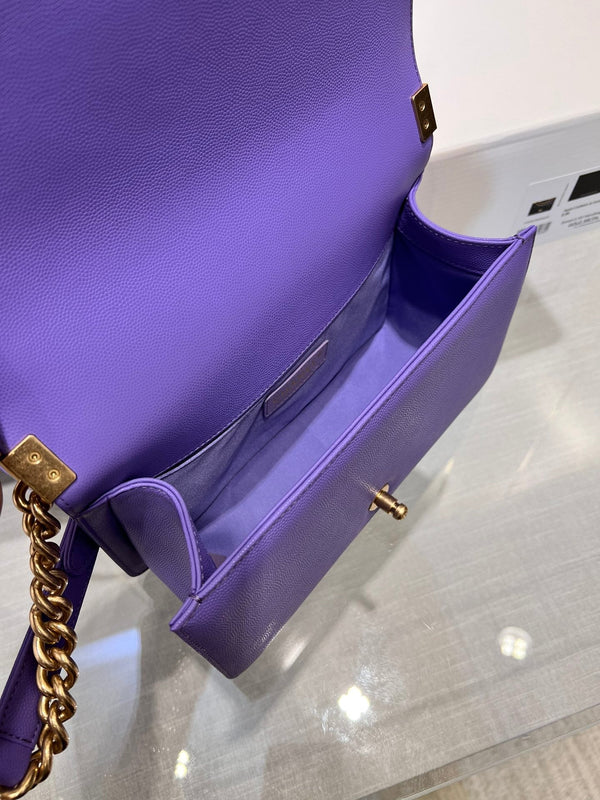 BORSA BOY MEDIA 25 VIOLA CAVIAR GOLD HARDWARE