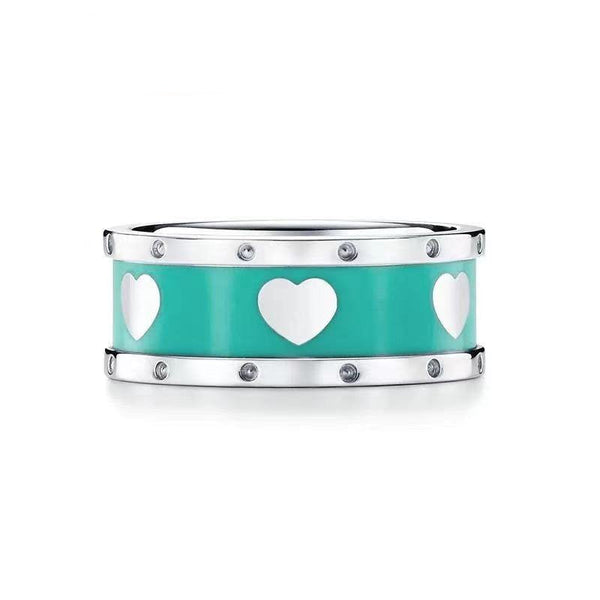 HEART BLUE ENAMEL SILVER RING